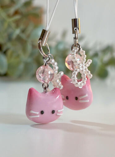 pink kitty cookie | clay charm